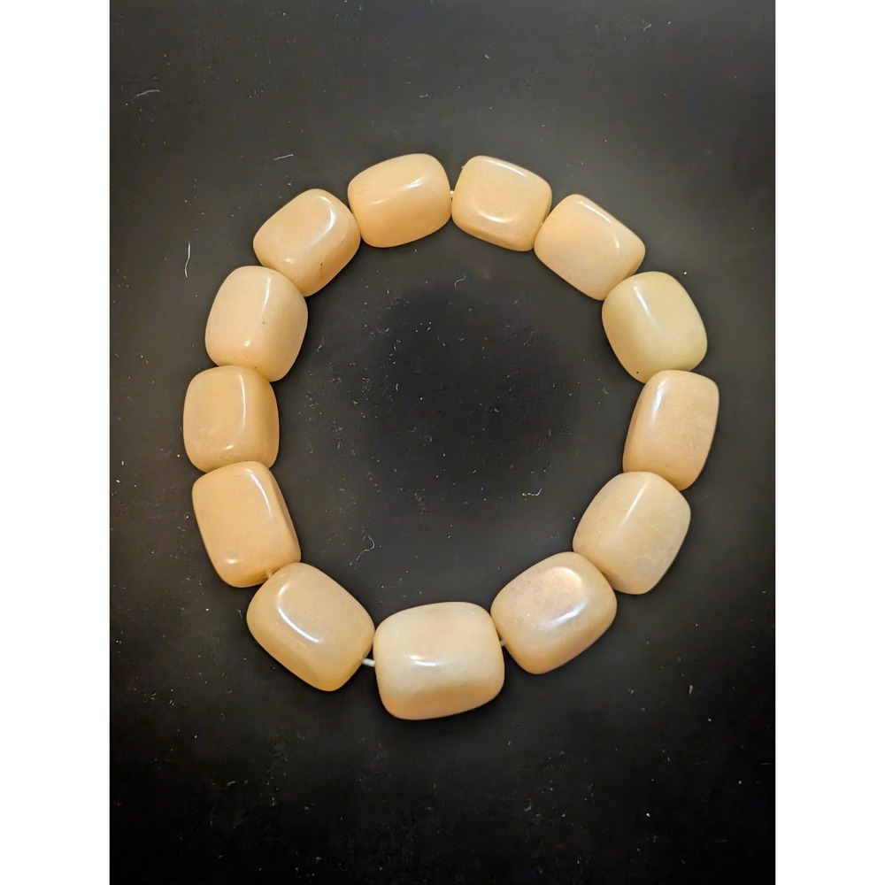 Yellow Stone Bead Bracelet Stretch Stackable Repurpose Craft